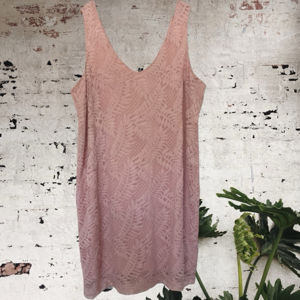 Women's Love & Legend stretch lace overlay sleeveless shift Dress 4X Pink